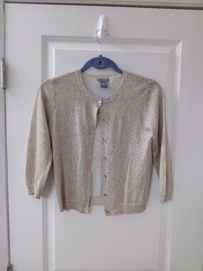 Ann Taylor Women's Gold Shimmer Metallic XS Cardigan